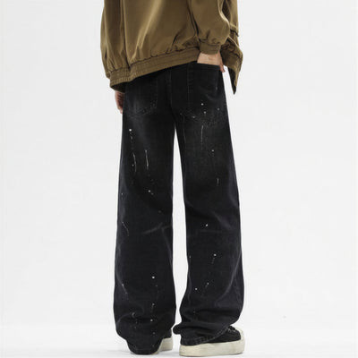 Men's Spring Splash Ink Washed Baggy Wide Leg Denim Jeans
