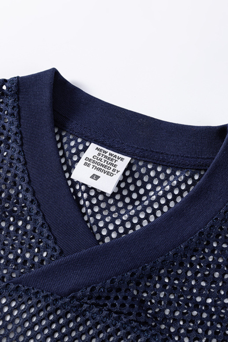 Unisex Summer Retro Mesh Boxy Print Loose Tee