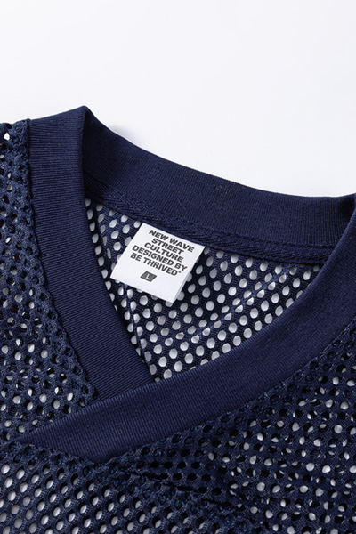 Unisex Summer Retro Mesh Boxy Print Loose Tee