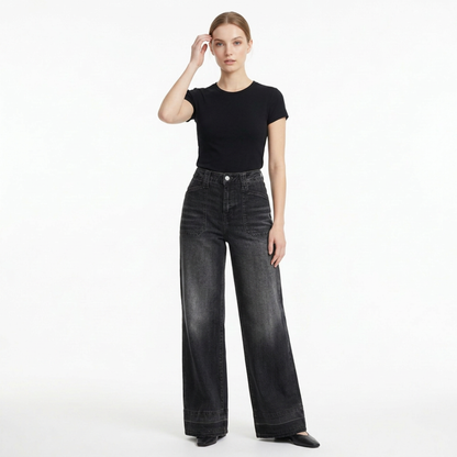 Women's Vintage Wash High Waist Wide Leg Jeans