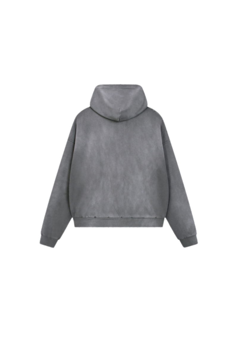 Women Fall Acid Wash Distressed Boxy Cropped Hoodie