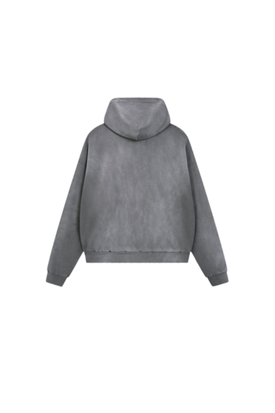Women Fall Acid Wash Distressed Boxy Cropped Hoodie