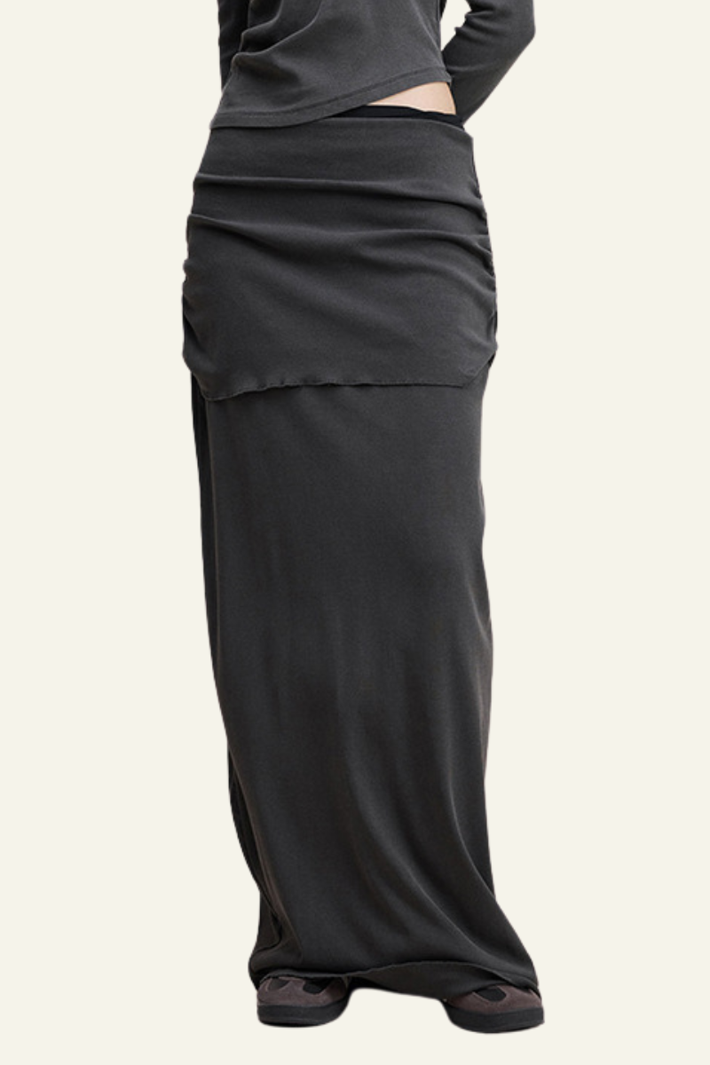Women's Ruched Slim Fit Maxi Skirt.