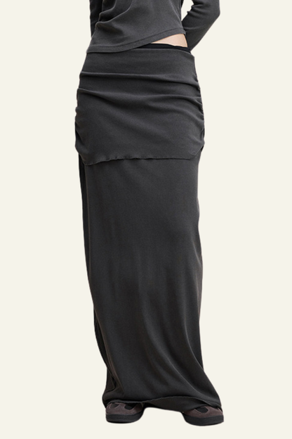 Women's Ruched Slim Fit Maxi Skirt.