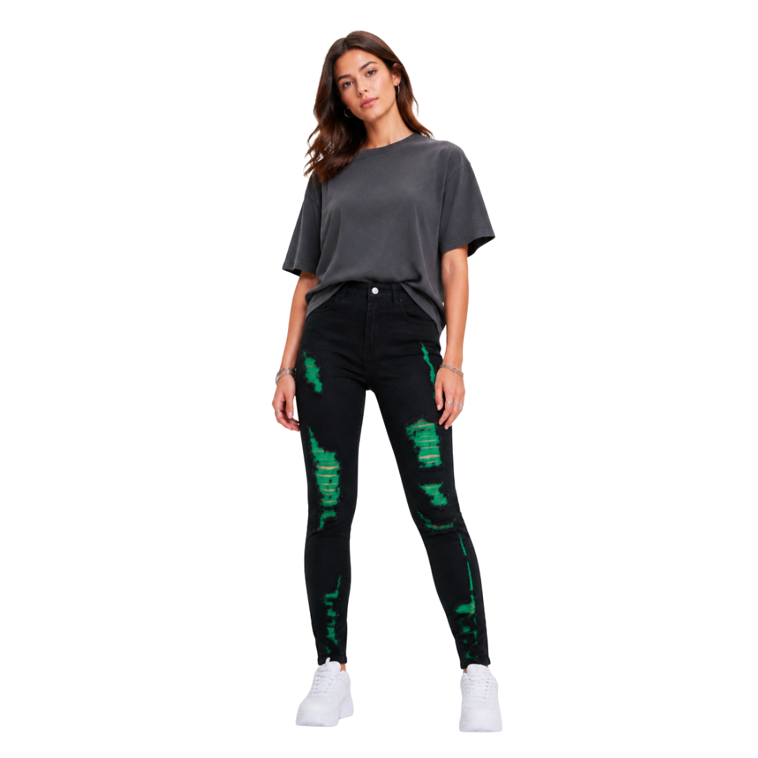 Women's High Waist Ripped Skinny Jeans