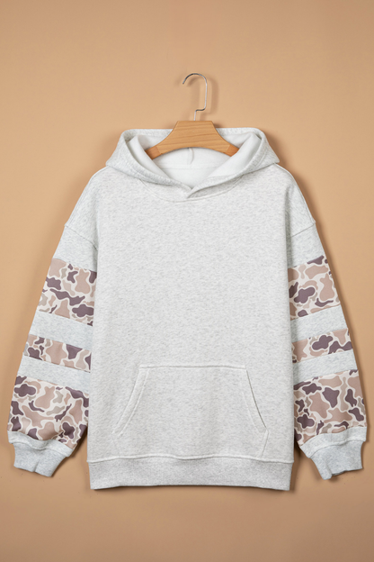 Women Fall Clothing Oversized Camo Patchwork Hoodie