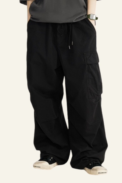Men's Streetwear Washed Cotton Side Pockets Cargo Pants