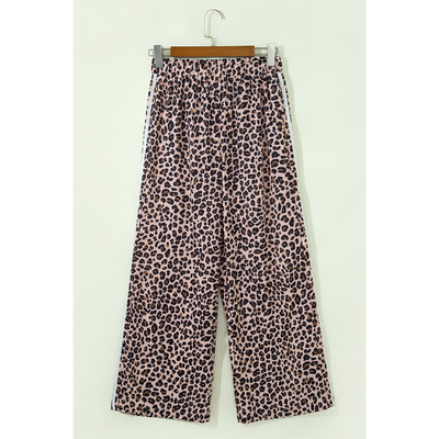 Women Fall Clothing Casual Leopard Stripe Wide Leg Pants