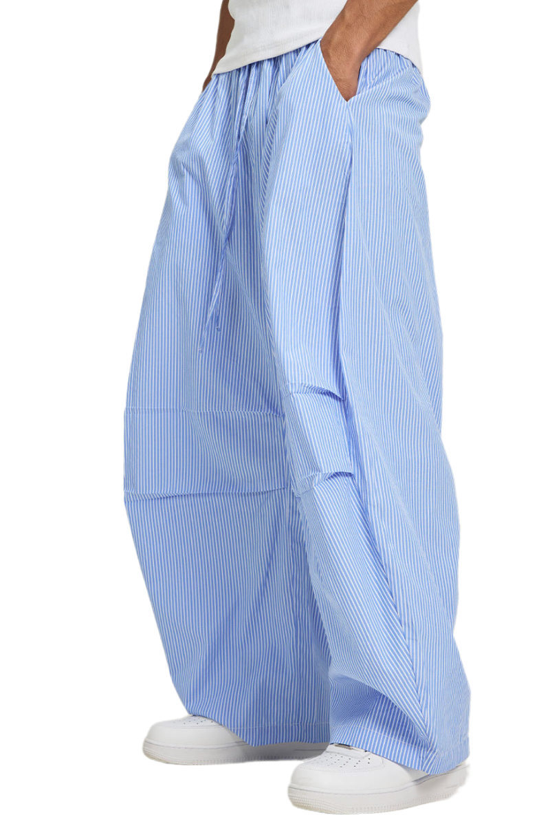 Men's Summer Stripe Loose Curved Drawstring Pants