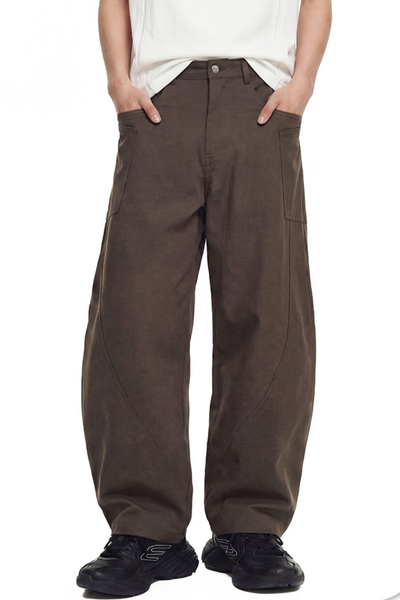 Unisex 240g Woven Multi-Pocket Wide Curved Cargo Pants