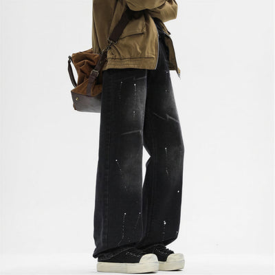 Men's Spring Splash Ink Washed Baggy Wide Leg Denim Jeans