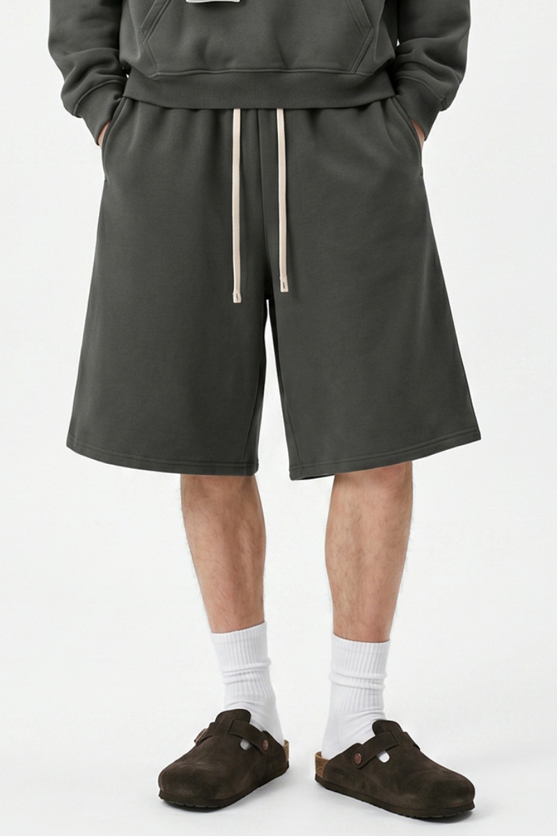 Men Fall Clothing Fleece Lined Drawstring Five Inch Shorts