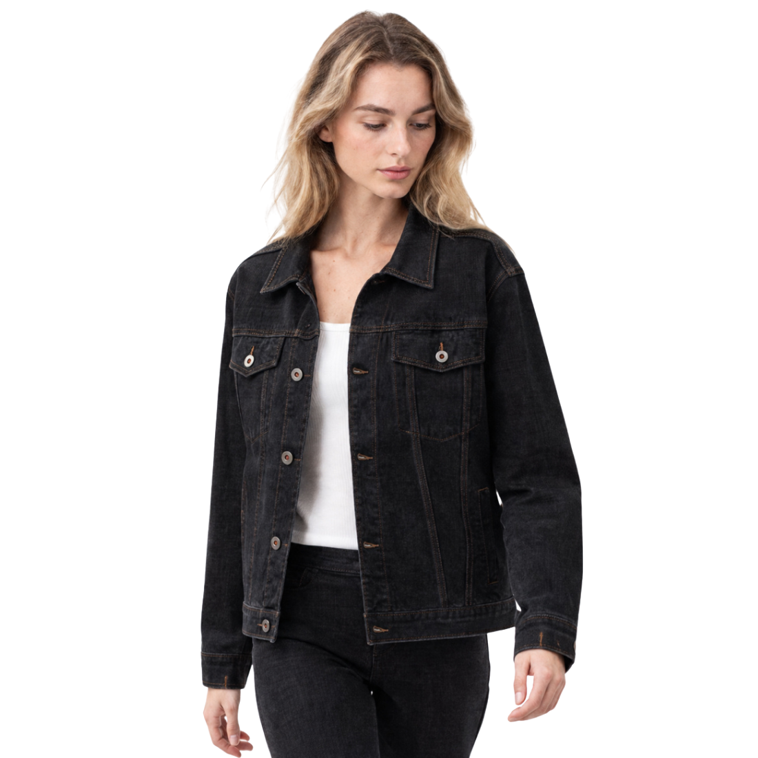 Women's Classic Raw Black Denim Jacket