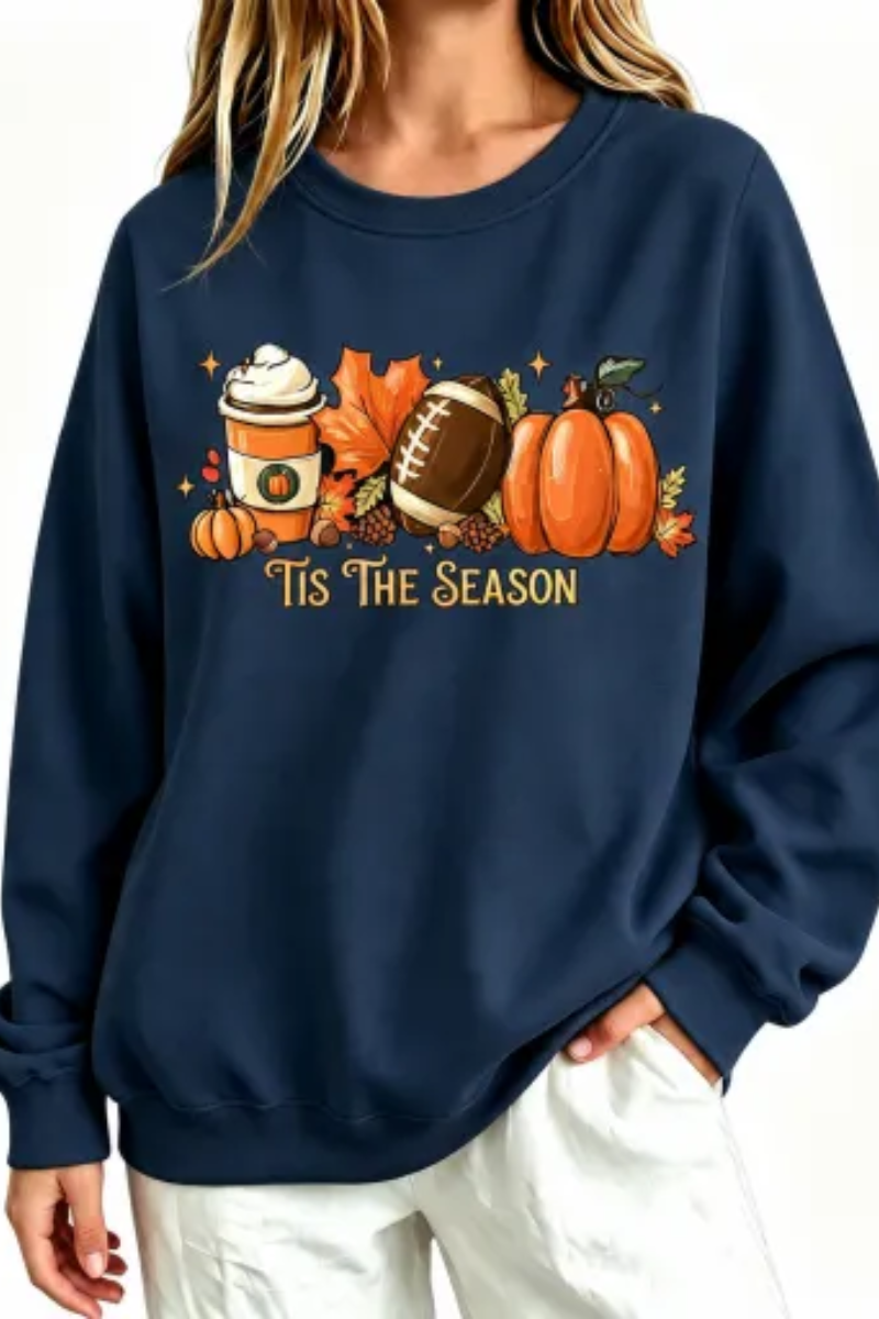 Women Fall Clothing Pumpkin Football Coffee Sweatshirt