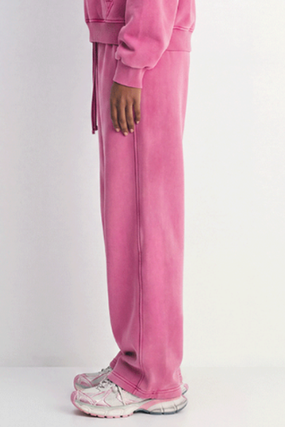 Unisex Fall Clothing Fleece-Lined Curved Wide-Leg Pants