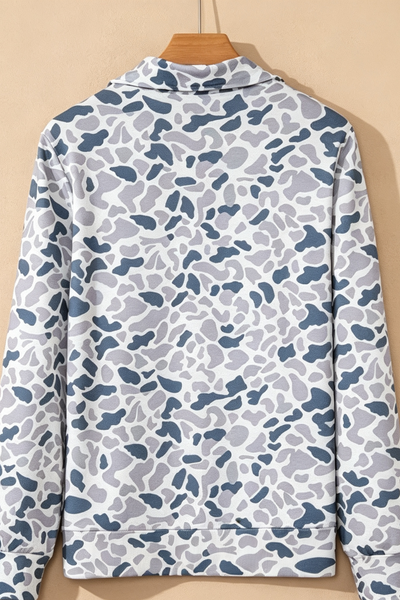 Women Fall Clothing Camo Quarter Zip Long Sleeve Top