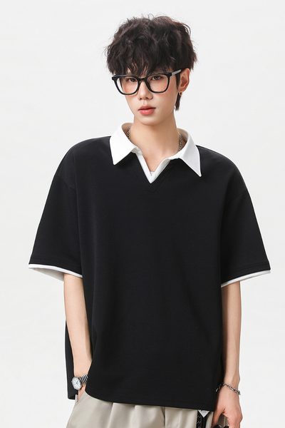 Men's Summer Colorblock MockLayer Seagull Retro Polo