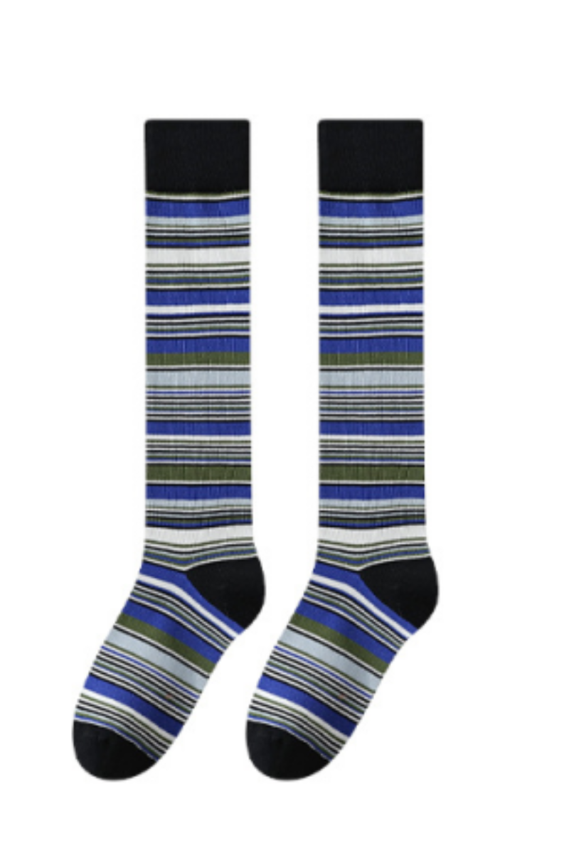 Unisex Fall Vintage Compression Striped Knee-High Socks