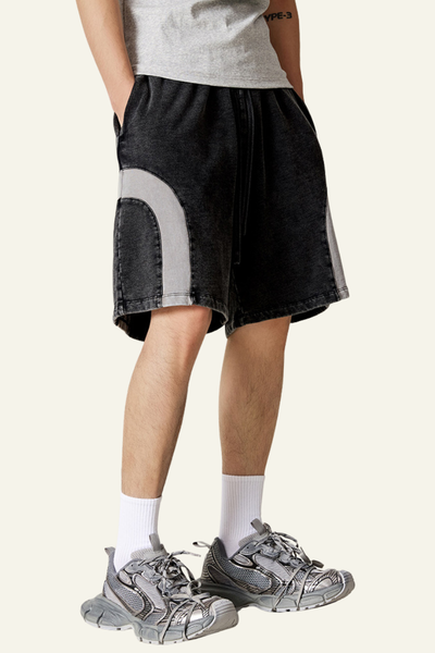 Men's Cotton Streetwear Color Block Shorts.