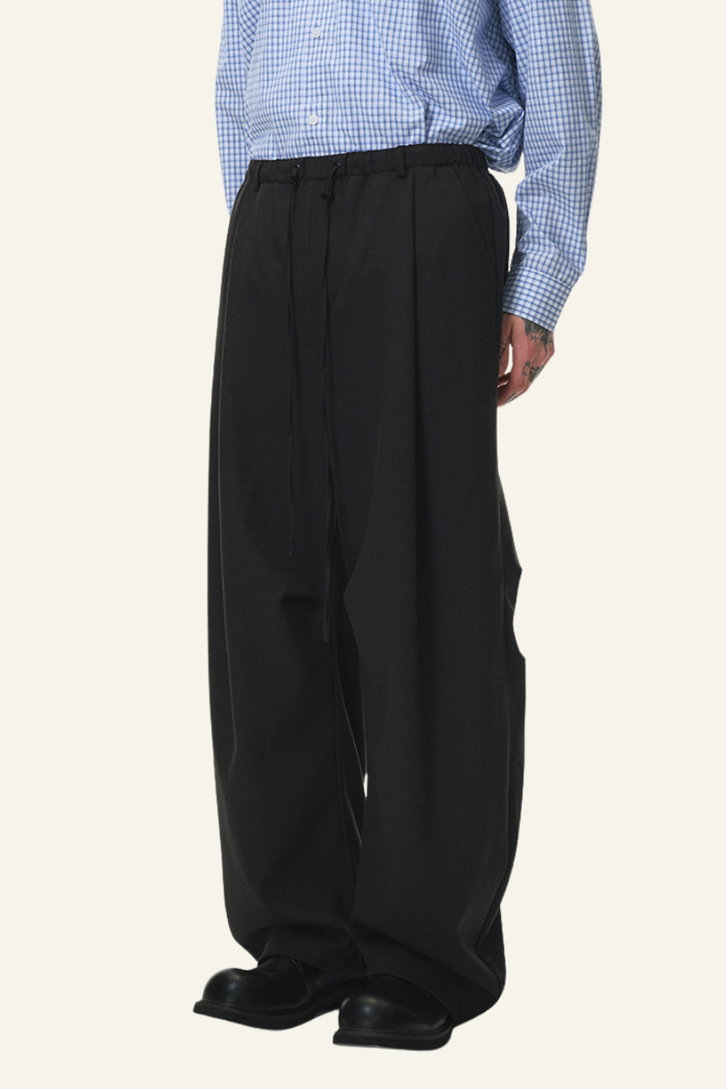 Men's Streetwear Linen Pleadted Wide-leg Pants