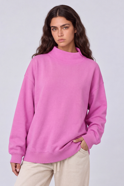 Unisex All Season Soft Mock-Neck Loose Fit Sweatshirt
