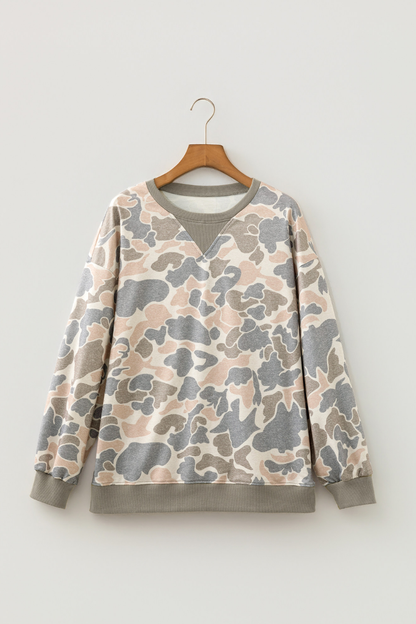 Women Fall Clothing Western Camo Layered V Neck Sweatshirt