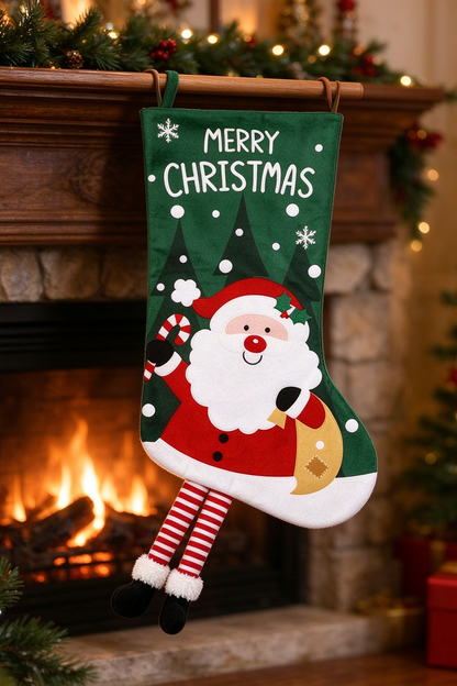 Christmas Santa Snowman Socks Fireplace Hanging Decor