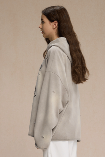 Women's Streetwear Distressed Frayed-Edged Vintage Hoodie