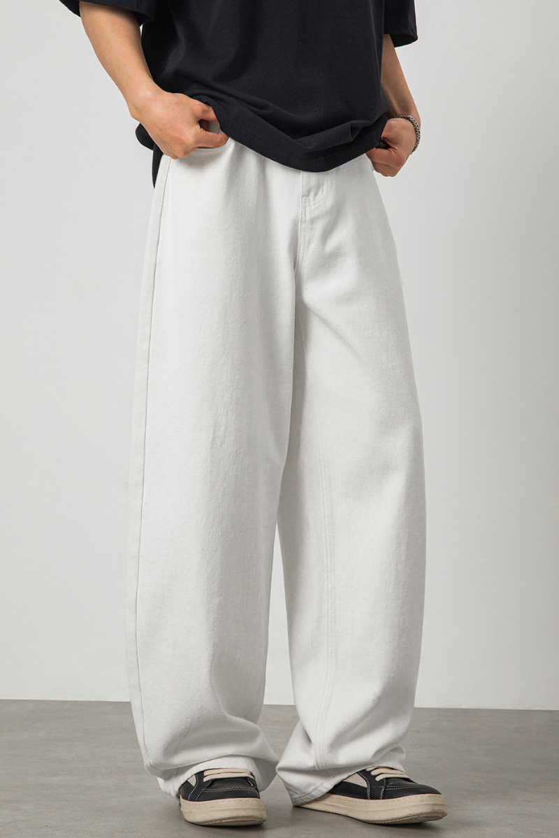 Men's Spring Retro Back Pocket Contrast Stitch Loose Jeans
