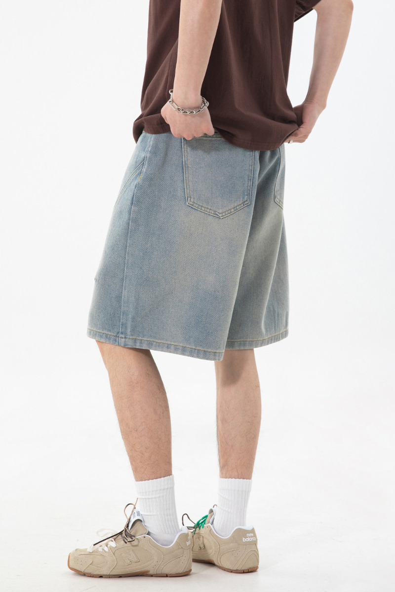 Men's SpringSummer Panel Washed 5" Jean Shorts - Retro Loose