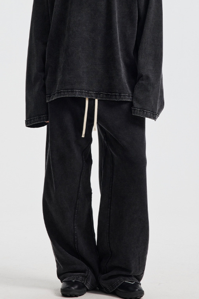 Men's Cotton Vintage-Distressed Raw-Edge Patchwork Pants