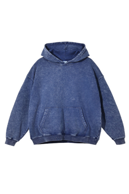 Unisex Fall Heavy Cotton Wax Washed Vintage Pocket Hoodie