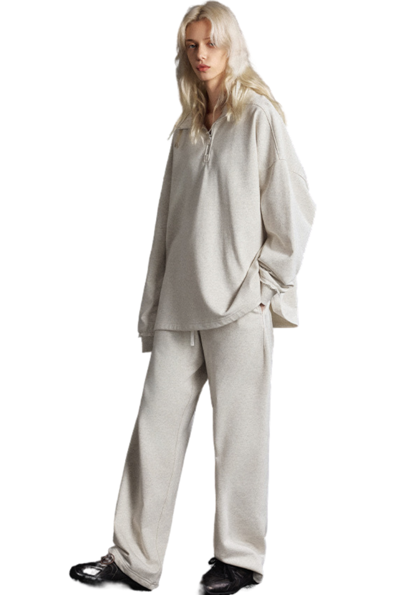Women's Summer 450g Half Zip Raw Edge Stand Collar Set