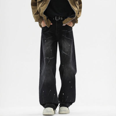 Men's Spring Splash Ink Washed Baggy Wide Leg Denim Jeans