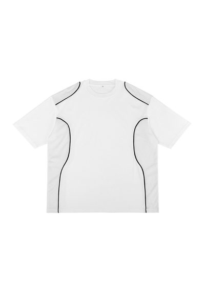 Men Summer Mesh Splice Contrast Stitch Oversized Cotton Tee