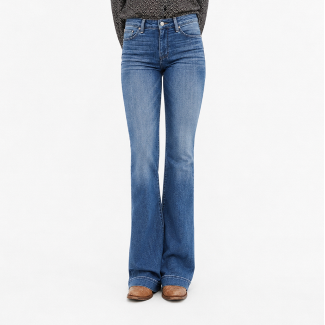 Women's High Waist Flare Jeans with Western Pocket Detail