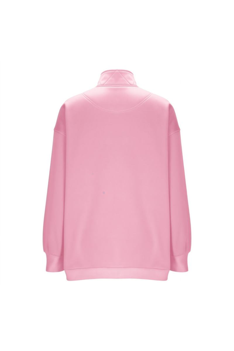 Women Fall Half Zip Snap Button Kangaroo Pocket Sweatshirt