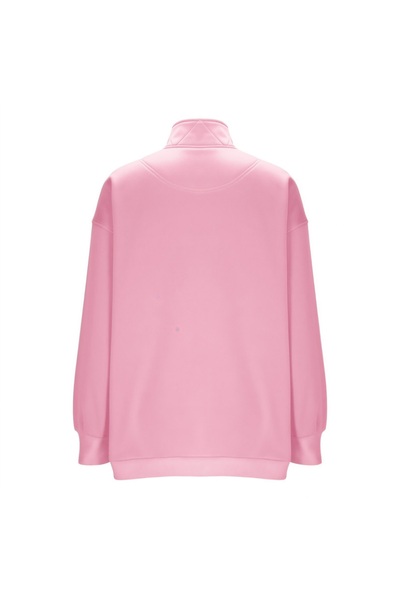 Women Fall Half Zip Snap Button Kangaroo Pocket Sweatshirt