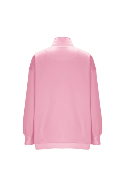Women Fall Half Zip Snap Button Kangaroo Pocket Sweatshirt