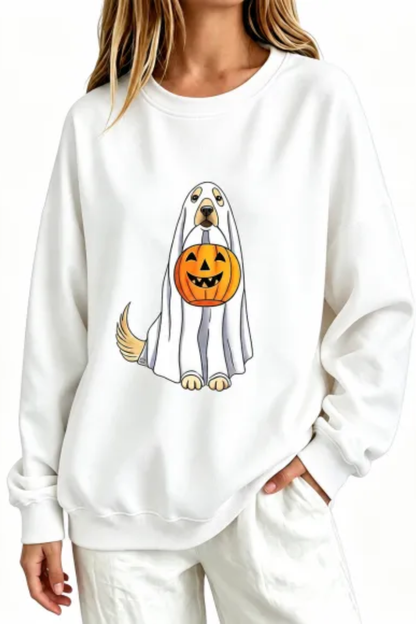 Women Fall Clothing Halloween Ghost Dog Pumpkin Sweatshirt