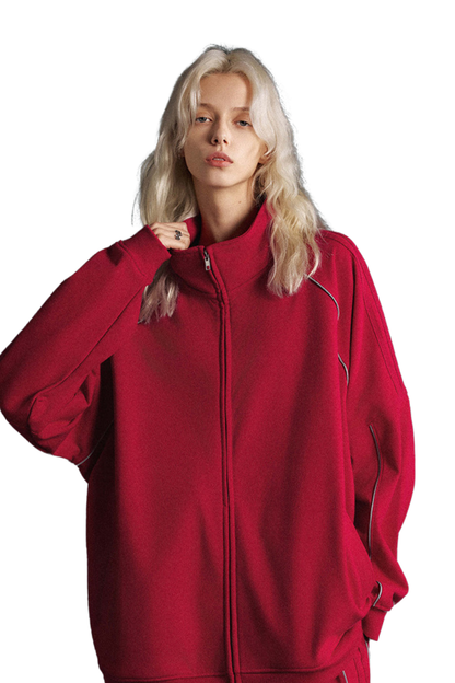 Women's Fall 365g Reflective Stripe Loose Zip Jacket