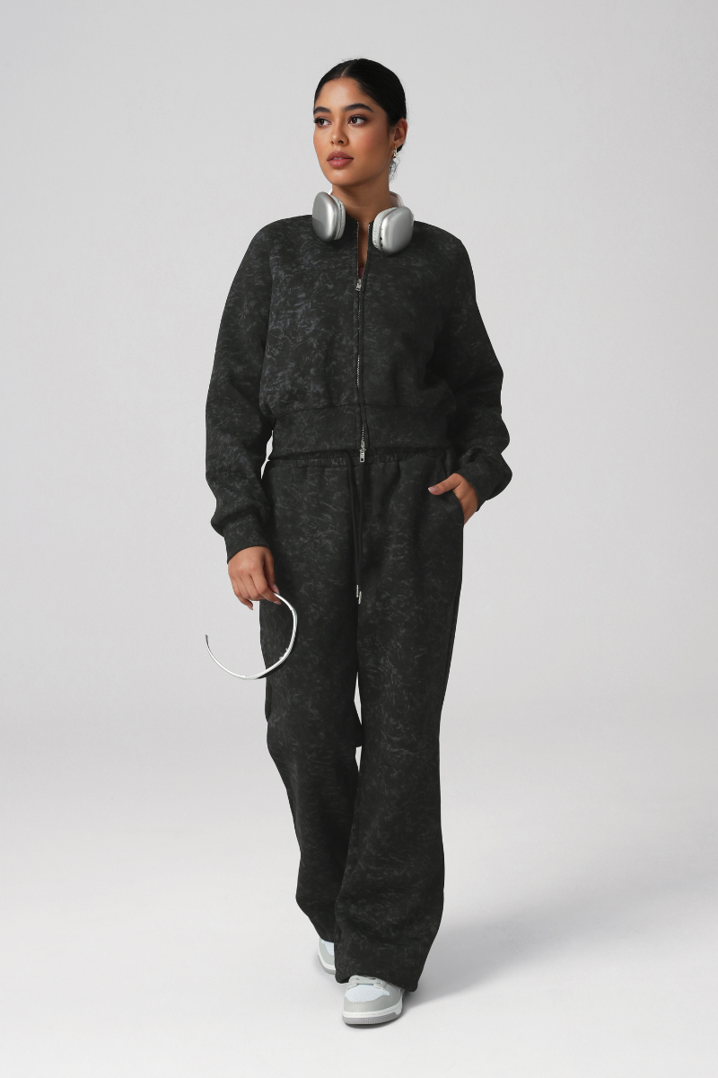 Women's print coat casual pants two-piece set