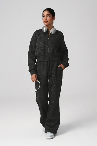 Women's print coat casual pants two-piece set