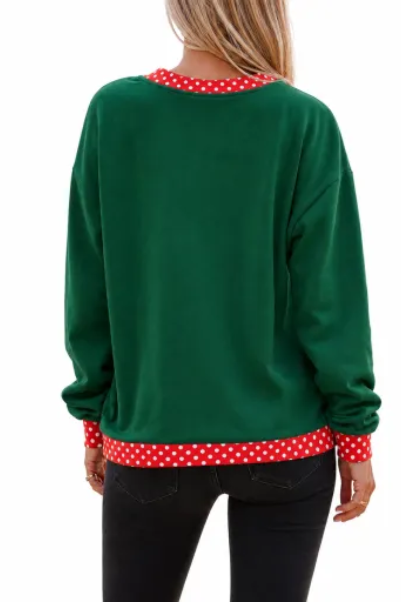 Women Fall Polka Dot Contrast Mock Neck Sweatshirt