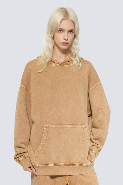 Women's 420g Heavy Cotton Washed Distressed Hoodie