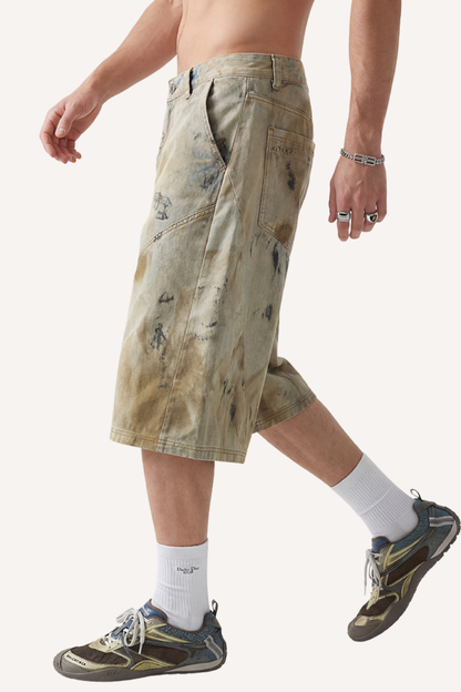 Men's Summer Retro High Street Mud Denim Cityboy 7/8 Shorts