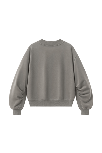 Women Fall Clothing V Neck Boxy Cropped Lantern Sweatshirt