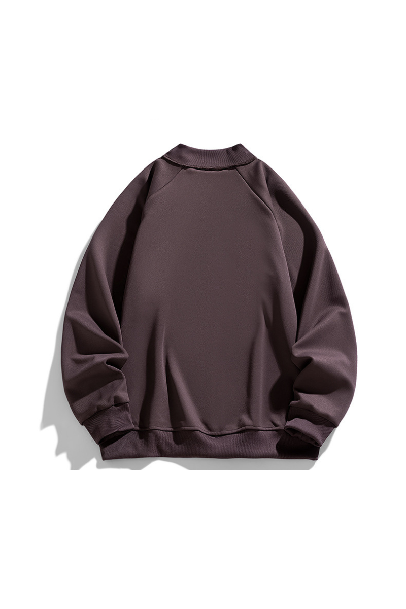Men Spring Diagonal Zip Mock Neck Oversized Sweatshirt