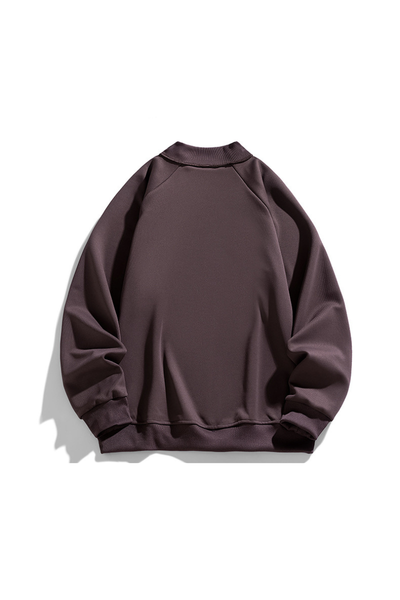 Men Spring Diagonal Zip Mock Neck Oversized Sweatshirt