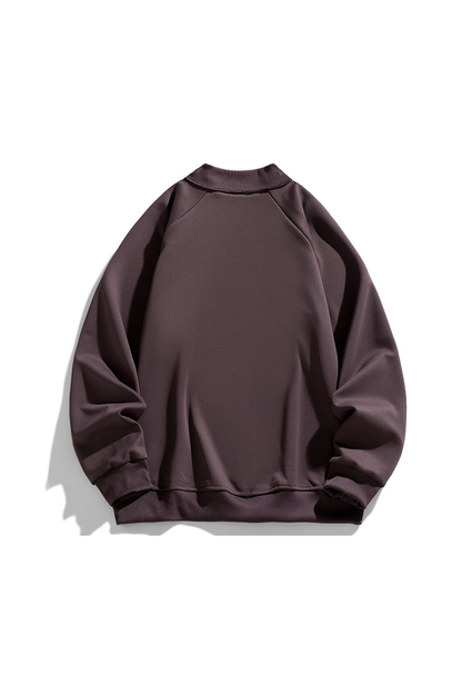 Men Spring Diagonal Zip Mock Neck Oversized Sweatshirt
